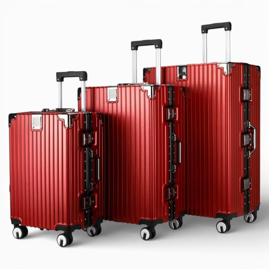 Red Hardshell Dual 4 Wheel ABS Bagagetrolley Hard Shell Cabin Koffer Set - Image 4