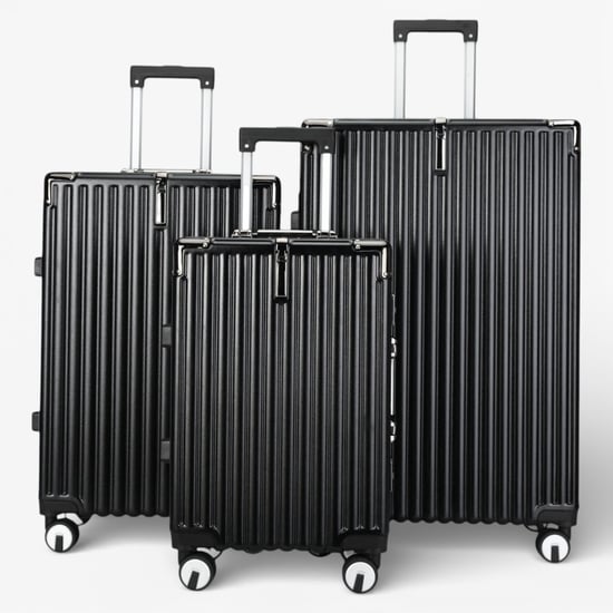 Black Hardshell Dual 4 Wheel ABS Bagagetrolley Hard Shell Cabin Koffer Set - Image 2