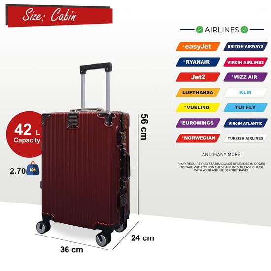 Robuuste harde cabinekoffer 36 x 24 x 56 cm bagage voor Easyjet, Ryanair, Wizzair - Image 3