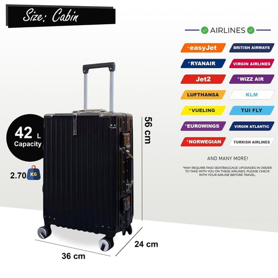 Robuuste harde cabinekoffer 36 x 24 x 56 cm bagage voor Easyjet, Ryanair, Wizzair - Image 3