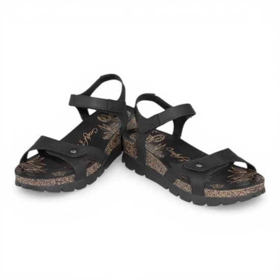 Panama Jack Dames Wedge Zwarte Leren Plateausandalen - Sulia B2 - Image 5
