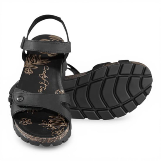 Panama Jack Dames Wedge Zwarte Leren Plateausandalen - Sulia B2 - Image 6