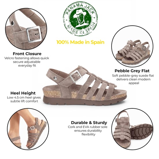 Panama Jack Dames Wedge Stone Grijze Suède Leren Sandals - Sasha B6 - Image 2