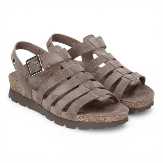 Panama Jack Dames Wedge Stone Grijze Suède Leren Sandals - Sasha B6 - Image 3