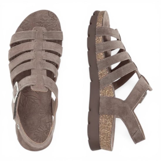 Panama Jack Dames Wedge Stone Grijze Suède Leren Sandals - Sasha B6 - Image 4