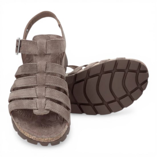 Panama Jack Dames Wedge Stone Grijze Suède Leren Sandals - Sasha B6 - Image 5