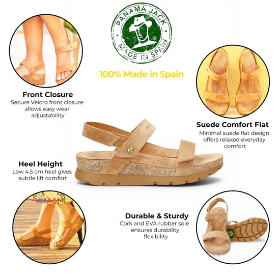 Panama Jack Dames Wedge Bark Brown Suède Leren Sandals - Selma B10 - Image 2