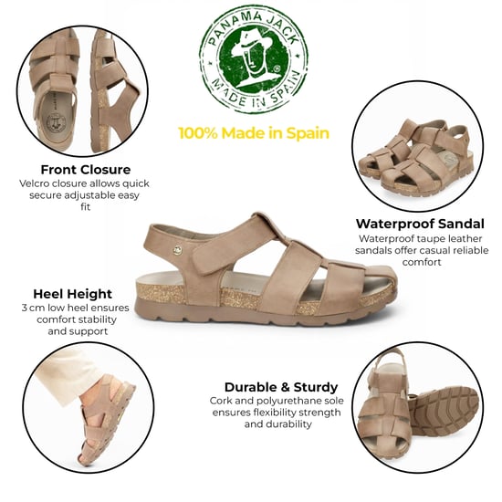 Panama Jack Herren Waterdichte Taupe Leren Sandals - Stanley C8 - Image 2
