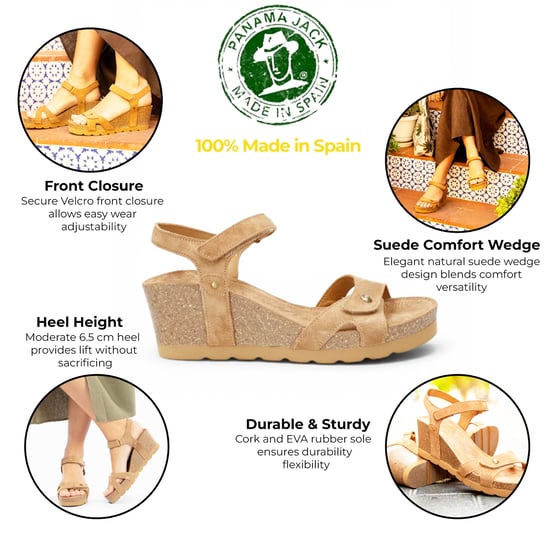 Panama Jack Dames Wedge Bark Bruine Suède Leren Sandals - Julia B74 - Image 2