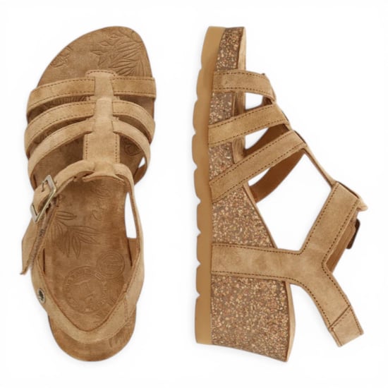 Panama Jack Dames Wedge Hiel Bark Bruine Suède Leren Sandals - Vero B1 - Image 4