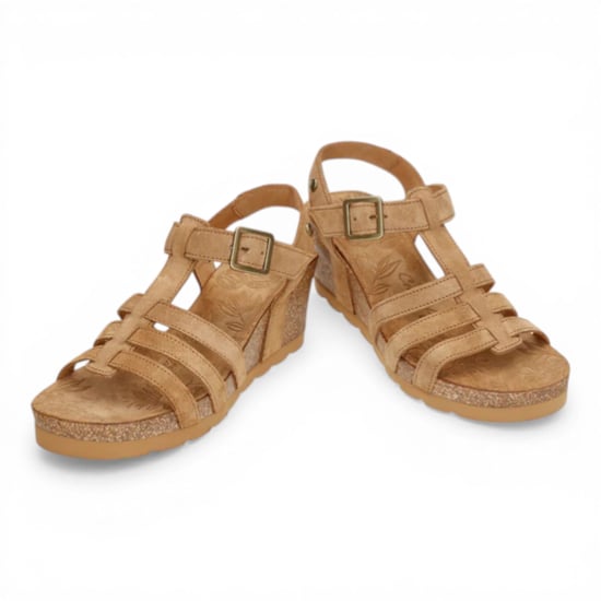 Panama Jack Dames Wedge Hiel Bark Bruine Suède Leren Sandals - Vero B1 - Image 5