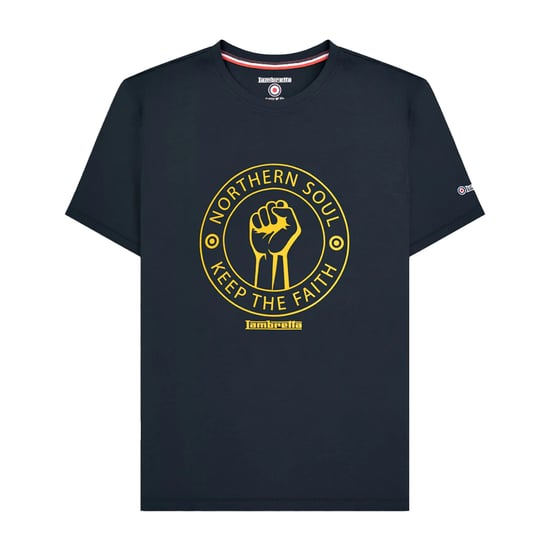 Lambretta Heren Northern Soul T-Shirt (Marine/Goud) - Image 1