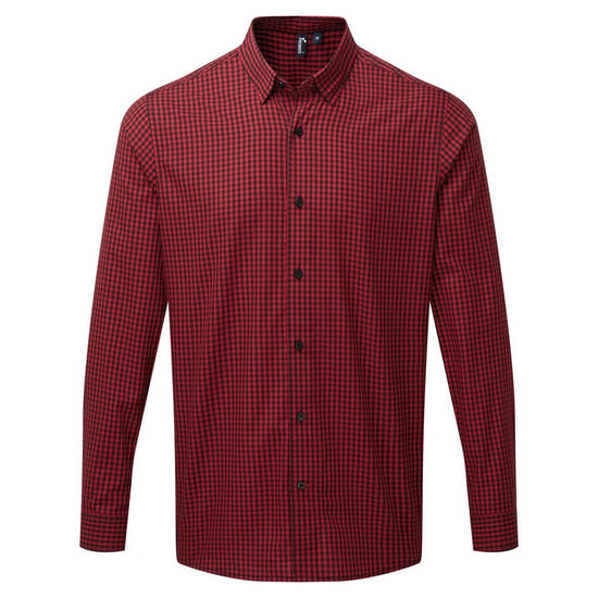 Premier Heren Maxton Geruit Overhemd Met Lange Mouwen (Zwart/Rood) - Image 1