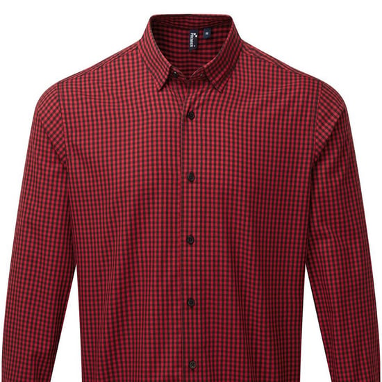 Premier Heren Maxton Geruit Overhemd Met Lange Mouwen (Zwart/Rood) - Image 2