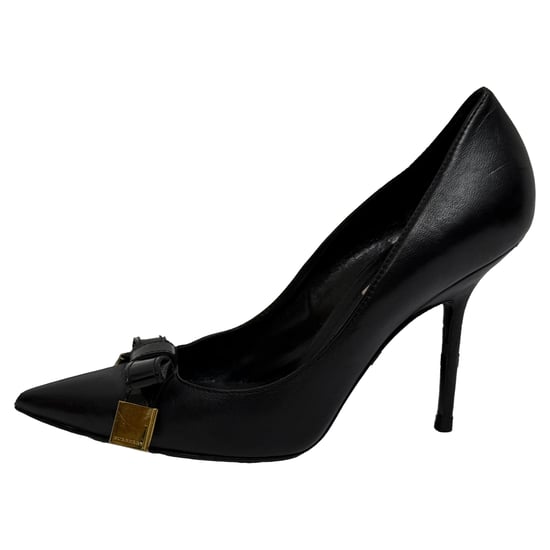 Burberry pumps met spitse neus en strikaccent in zwart leer - Image 4