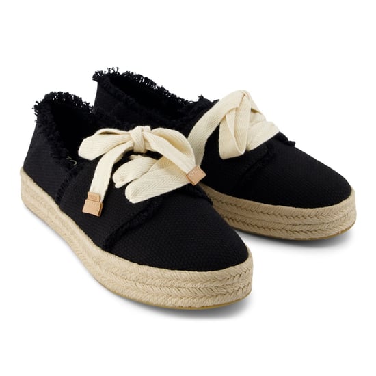 TOMS Carolina Lace Up Katoenen Dames Zwarte Strand Espadrilles - Image 3