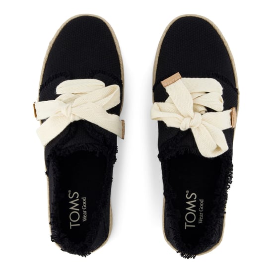 TOMS Carolina Lace Up Katoenen Dames Zwarte Strand Espadrilles - Image 5