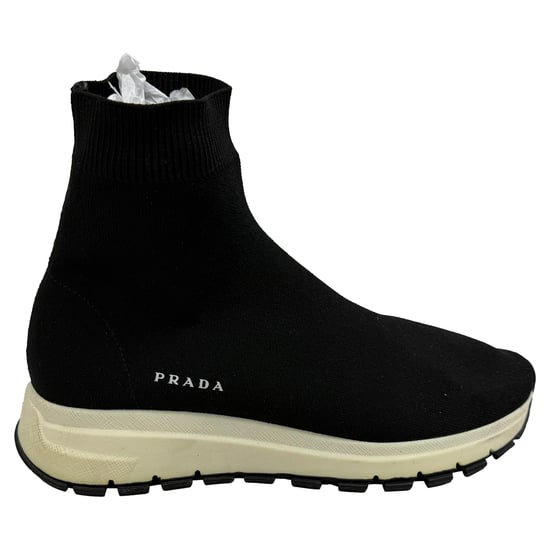 Prada Gebreide Sokken Sneakers in Zwarte Polyester - Image 1