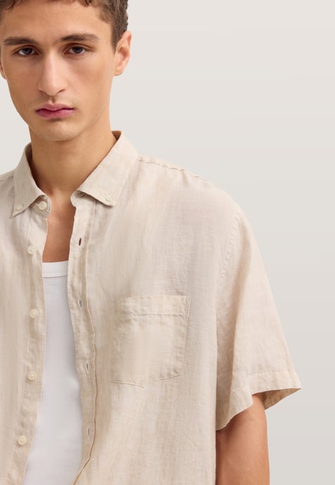 Bugatti Herren Korte mouwen shirt Modern Fit van linnen met button-down kraag - Image 5