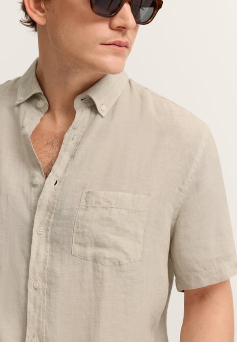 Bugatti Herren Korte mouwen shirt Modern Fit van linnen met button-down kraag - Image 5