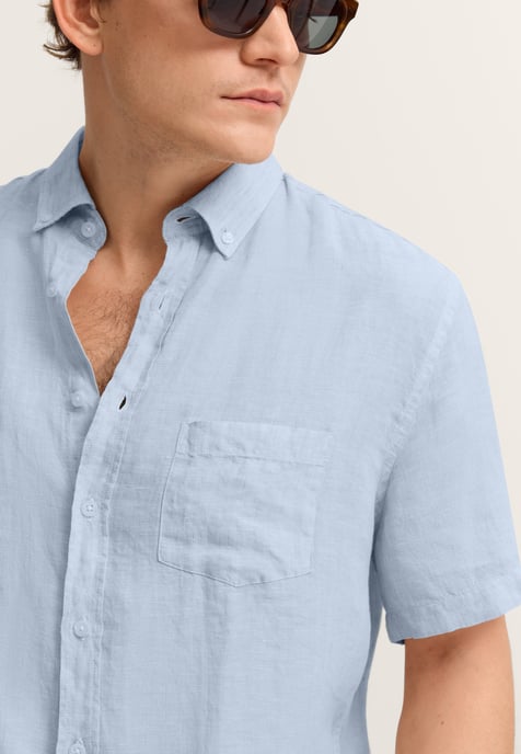 Bugatti Herren Korte mouwen shirt Modern Fit van linnen met button-down kraag - Image 5