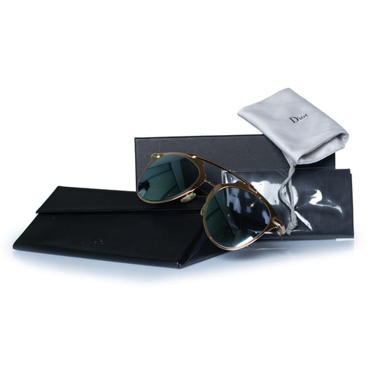 Dior, reflecterende pilotenbril in goud - Image 4