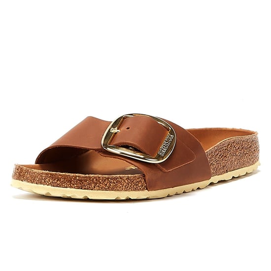 Birkenstock Madrid Grote Gesp Geolied Leer Dames Cognac Sandalen - Image 3