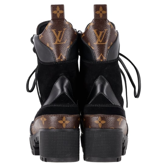 Louis Vuitton Suede Monogram Laureate Desert Boots in zwart gecoat canvas - Image 5