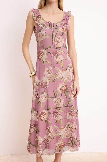 Mouwloze midi-jurk met bloemenprint voor dames, casual/dagelijks, A-lijn - Image 2