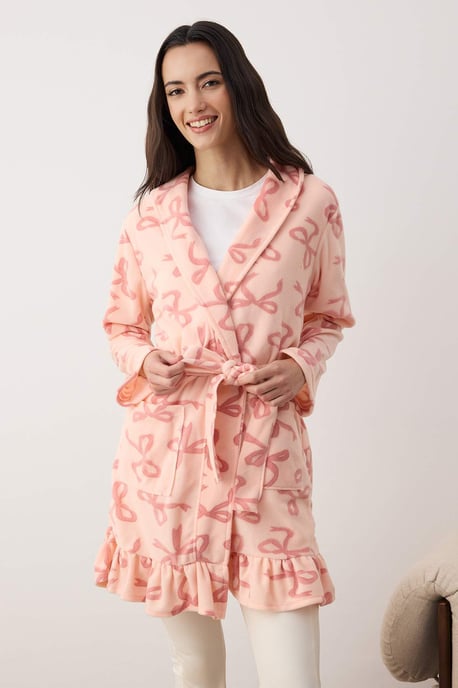 Damesbadjas met Rosa-print - Image 1
