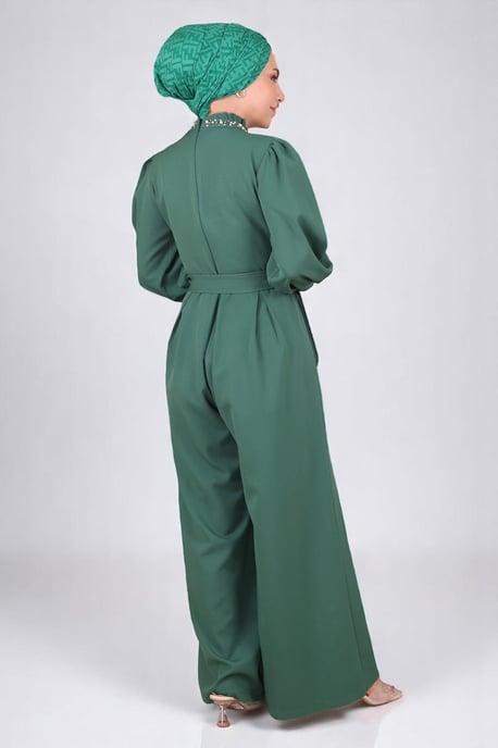Parel Detailed Jumpsuit-jurk Smaragdgroen - Image 4