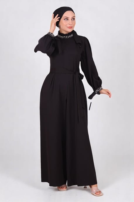 Parel Detailed Jumpsuit-jurk Zwart - Image 3