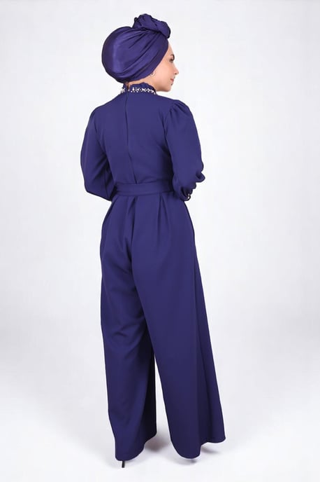 Parel Detailed Jumpsuit-jurk Indigo - Image 3