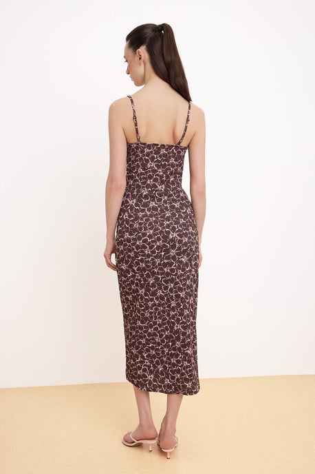 Mouwloze bodycon midi-jurk met bloemenprint voor dames - Image 3