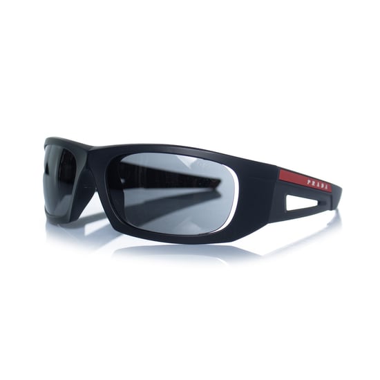 Prada, matte zwarte zonnebril met rood logo - Image 2