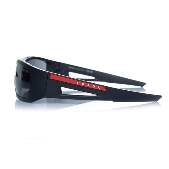 Prada, matte zwarte zonnebril met rood logo - Image 3