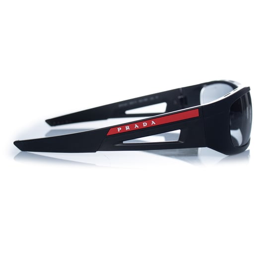Prada, matte zwarte zonnebril met rood logo - Image 5