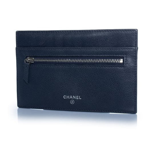 Chanel, blauwe leren ritsportemonnee met kaartsleuf - Image 1