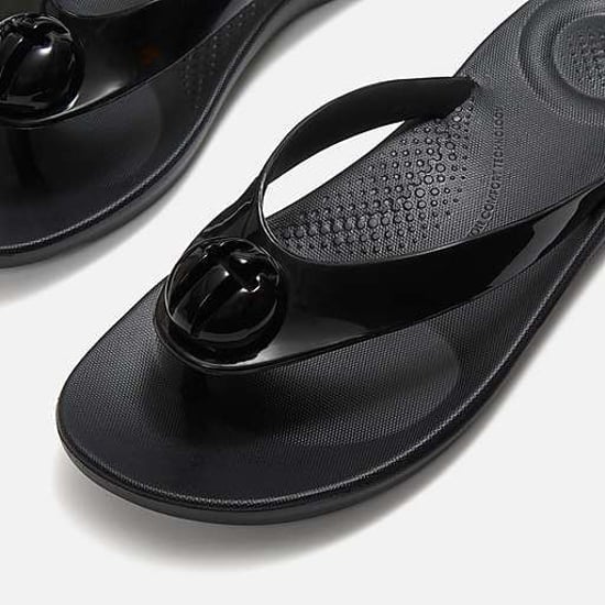 FitFlop Iqushion Glanzende Knop Dames Zwarte Slippers - Image 3