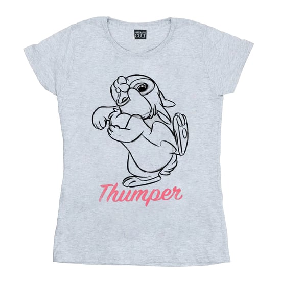 Disney Dames/Dames Bambi Thumper Lijntekening Katoenen T-Shirt (Sportgrijs) - Image 1