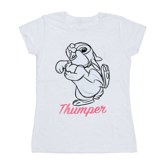 Disney Dames/Dames Bambi Thumper Lijntekening Katoenen T-Shirt (Wit) - Image 1
