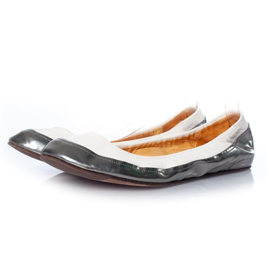 Lanvin, stretch ballerina in wit en metallic - Image 1