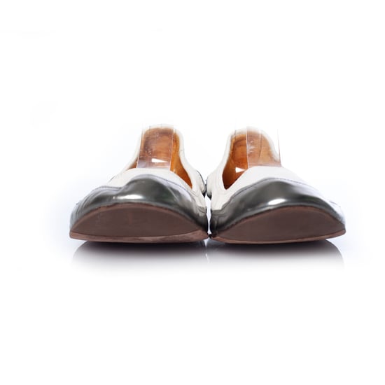 Lanvin, stretch ballerina in wit en metallic - Image 3