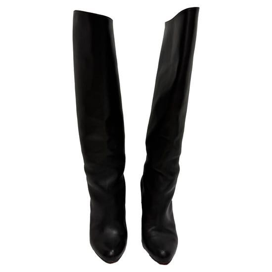 Christian Louboutin Amandel-Tip Knie-Hoge Laarzen in Zwart Leer - Image 2