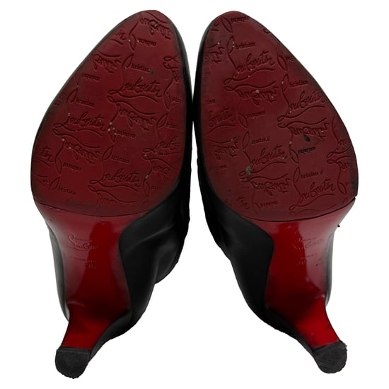 Christian Louboutin Amandel-Tip Knie-Hoge Laarzen in Zwart Leer - Image 5
