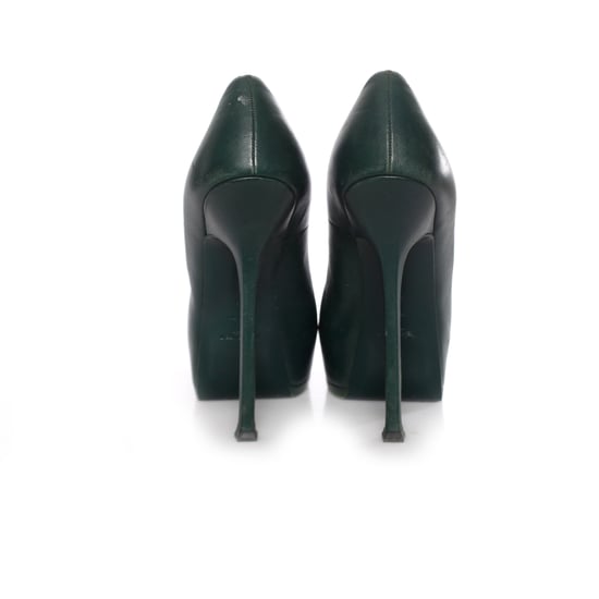 Yves Saint Laurent, groene leren Tribtoo platformpumps. - Image 6