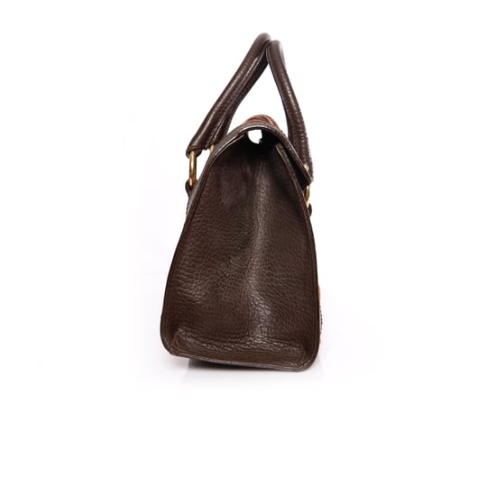 Dolce & Gabbana, handtas van bruin leer met giraffeprint van kalfsleer. - Image 5