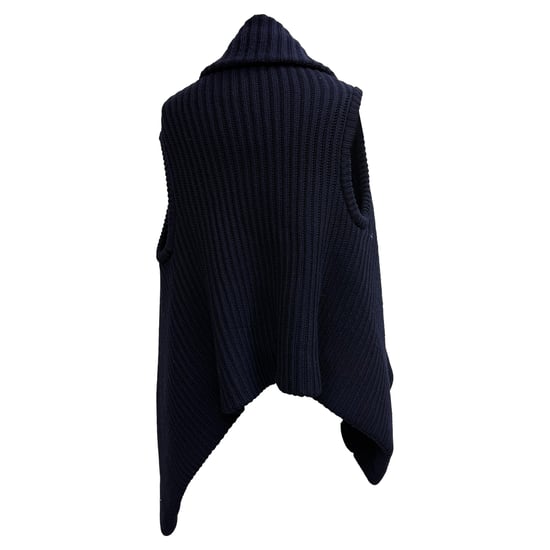 Het geribbelde gebreide vest van The Row in blauwe wol. - Image 3
