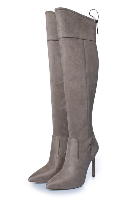 Michael Kors Jamie suède stretchlaarzen in taupe. - Image 1