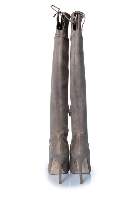 Michael Kors Jamie suède stretchlaarzen in taupe. - Image 3